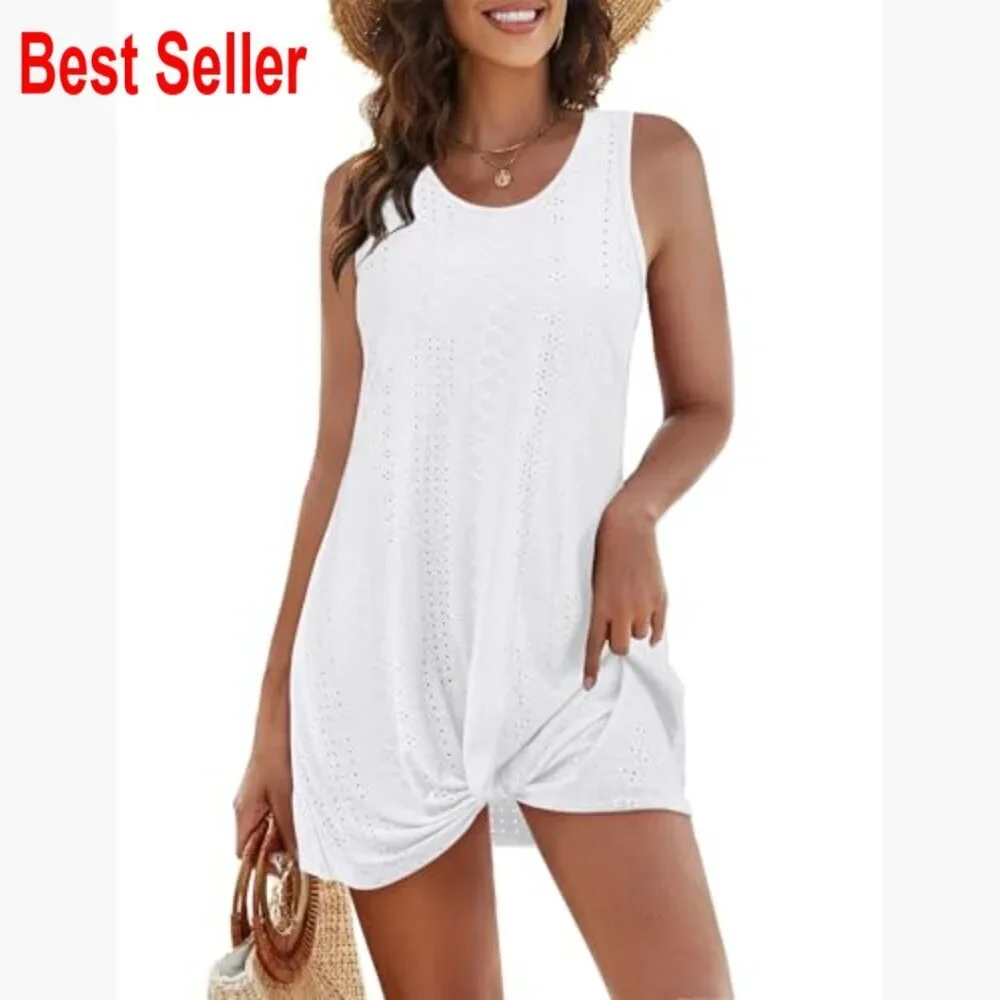 Polyester Spandex Swimsuit Coverup Dress Sleeveless Beach Vacation